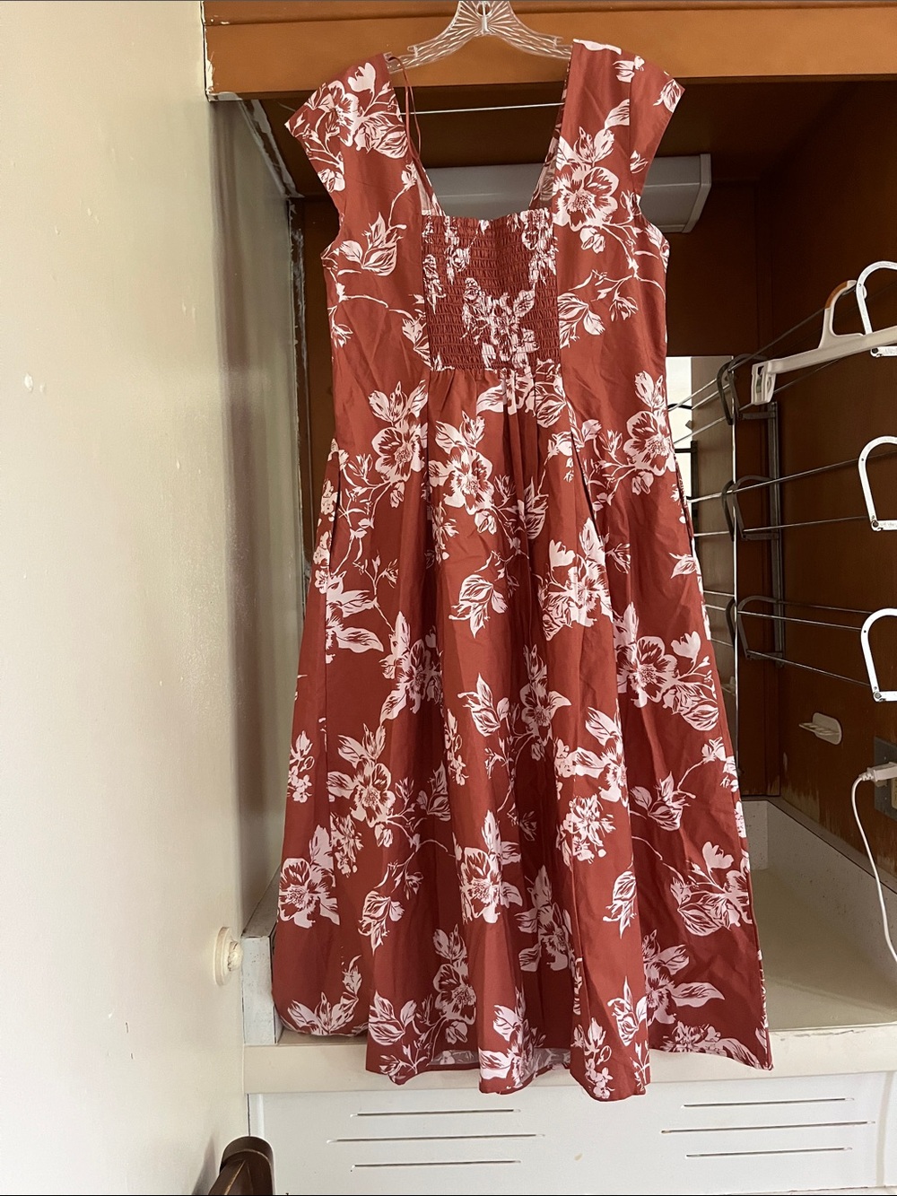a new day Rust Floral V-Neck Midi Dress - Picture 2 of 3